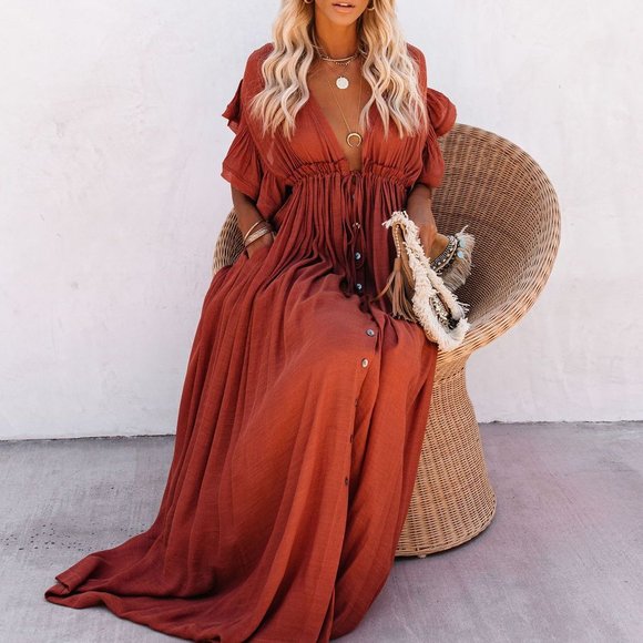 New Bohemian Long Gauze Maxi Summer Dress - Picture 2 of 11